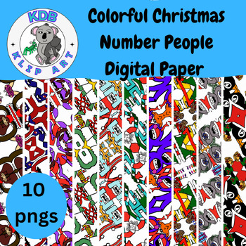 Preview of Xmas Number People Digital Paper Seamless Patterns for Personal and Commercial