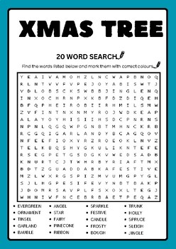 Xmas TREE Word Search Activities Worksheets Puzzle by LESSON LABO