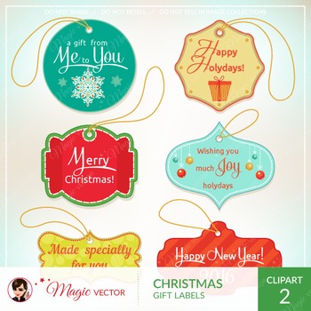 Preview of Xmas gift labels, tags, label frames, commercial use, vector graphics, clip art