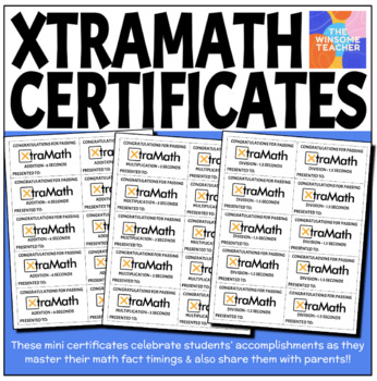 Preview of XtraMath Certificates - Winsome Teacher