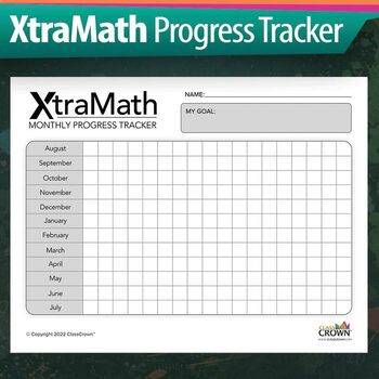 Preview of XtraMath Data Collection Chart - Progress Tracker Full Year (Aug-Jul)