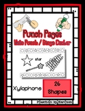 Xylophone - 26 Shapes - Hole Punch Cards / Bingo Dauber Pages *ag