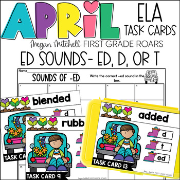 Preview of Suffix ED Phonic April Task Card Activity ELA Centers, Scoot, Morning Tubs