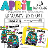 Suffix ED Phonic April Task Card Activity ELA Centers, Sco