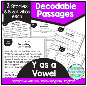 Preview of Y as a Vowel Decodable Reading Passages Orton Gillingham and Science of Reading