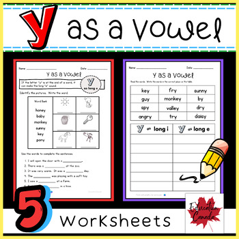 Preview of Y as a Vowel: Free Worksheet Set