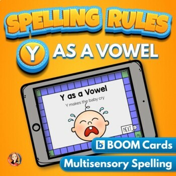 Preview of Y as a Vowel Spelling Rule Digital Boom Task Cards