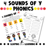 Y phonics sound | anchor chart and activity follow up
