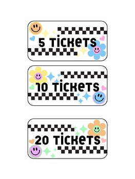 Preview of Y2K Ticket Labels for classroom incentives
