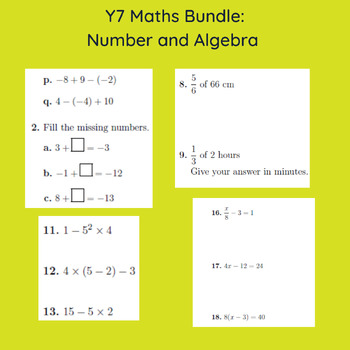 Preview of Y7 Maths Bundle: Number and Algebra