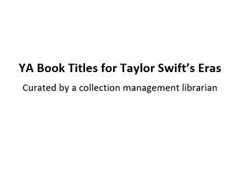 Preview of YA Book Titles for Taylor Swift's Eras