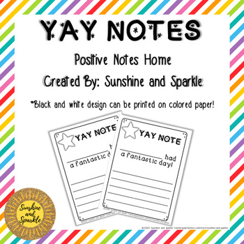 Preview of YAY Positive Notes Home
