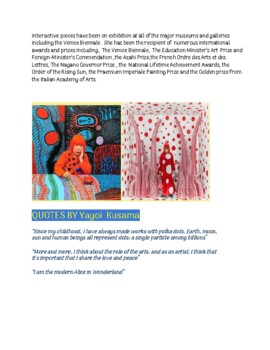 YAYOI KUSAMA LESSONS by Art Literacy Academy | TPT