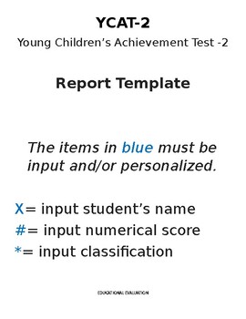 Preview of YCAT-2 (Young Children's Achievement Test-2) Report Template