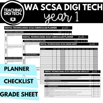 Preview of YEAR 1 WA SCSA Digital Technologies Curriculum Planner, Checklist & Grade Book