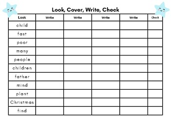 Preview of YEAR 2/1st Grade: Look, Cover, Write, Check - Common Exception Words (page 5)
