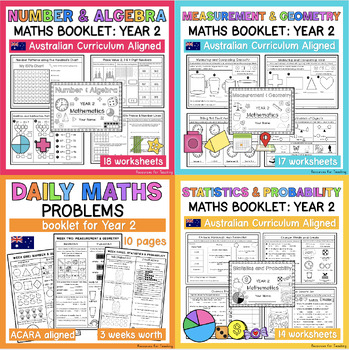 Preview of YEAR 2 Maths Booklet Bundle - Australian Curriculum Outcomes