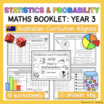 Preview of YEAR 3 Statistics and Probability Worksheets and Booklet - Australian Curriculum
