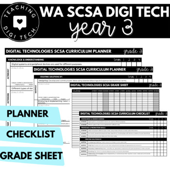 Preview of YEAR 3 WA SCSA Digital Technologies Curriculum Planner, Checklist & Grade Book