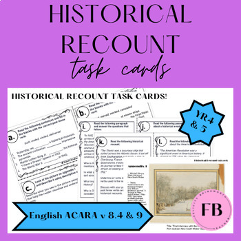 Preview of YR 4 UNIT 1 HISTORICAL RECOUNT AUSTRALIAN CURRICULUM task cards