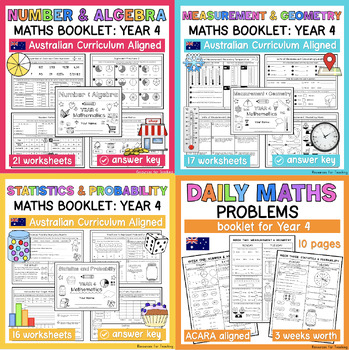 Preview of YEAR 4 Maths Booklet Bundle - Australian Curriculum Outcomes