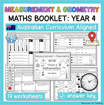 Preview of YEAR 4 Measurement and Geometry Worksheets and Booklet - Australian Curriculum