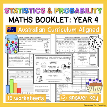 Preview of YEAR 4 Statistics and Probability Worksheets and Booklet - Australian Curriculum