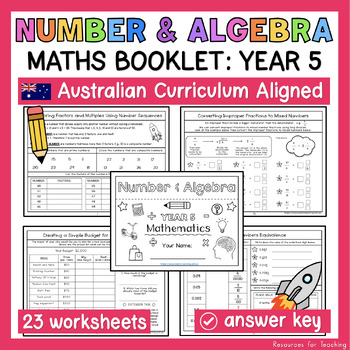 Preview of YEAR 5 Number and Algebra Worksheets and Booklet - Australian Curriculum