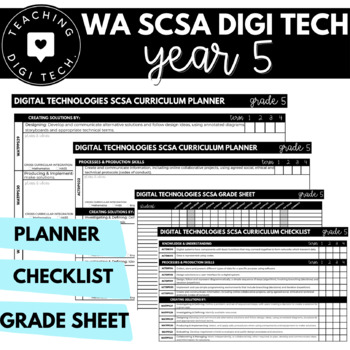 Preview of YEAR 5 WA SCSA Digital Technologies Curriculum Planner, Checklist & Grade Book