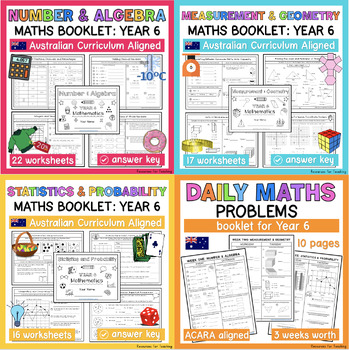 Preview of YEAR 6 Maths Booklet Bundle - Australian Curriculum Outcomes
