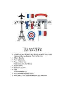 Preview of YEAR 8 END OF YEAR FRENCH REVISION