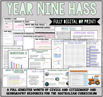 Preview of YEAR 9 CIVICS AND GEOGRAPHY - PRINT OR DIGITAL FULL UNIT (AUSTRALIAN CURRICULUM)