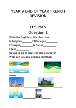 Preview of YEAR 9 END OF YEAR FRENCH REVISION