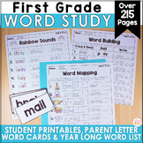 1st Grade Word Study List, Printables & Word Cards EDITABL