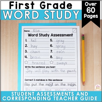 Preview of 1st Grade Word Study Assessments EDITABLE - Yearlong Spelling