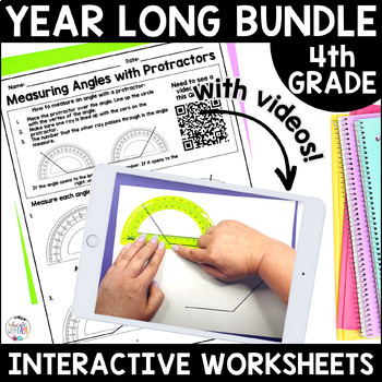 Preview of YEAR LONG BUNDLE 4th Grade DISTANCE LEARNING Review Worksheets & Google Slides