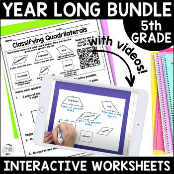 Preview of YEAR LONG BUNDLE 5th Grade DISTANCE LEARNING Review Worksheets & Google Slides