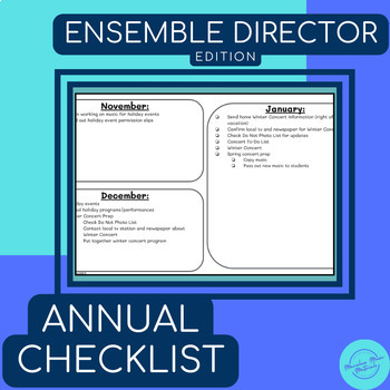 Preview of YEAR-LONG CHECKLIST | **EDITABLE** | Middle School Band, Chorus, General Music