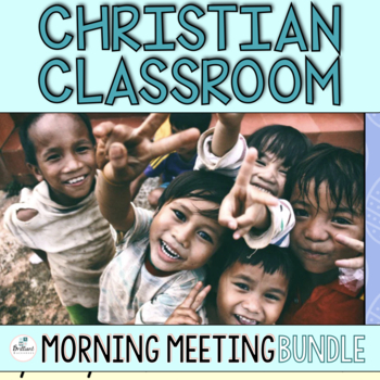 Preview of YEAR LONG Christian School Classroom Morning Meeting Slides Bundle