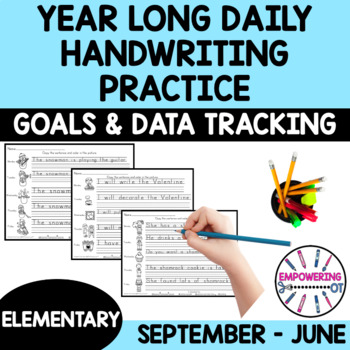 Preview of YEAR LONG DAILY HANDWRITING PRACTICE sample goals &data sheets distance learning