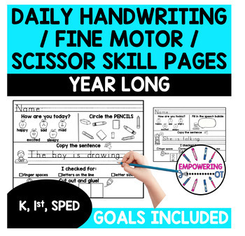 Preview of YEAR LONG DAILY fine motor SEL handwriting scissor cutting visual perceptual