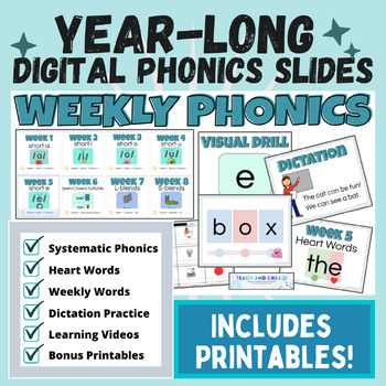 Preview of YEAR LONG DIGITAL PHONICS SLIDES - Science of Reading - Systematic Phonics