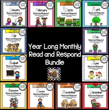 Preview of YEAR LONG Monthly Read and Respond Bundle: Emergent Books & Comprehension Pages