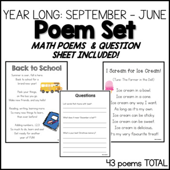 Preview of YEAR LONG Poems of the Week (September to June) PLUS MATH POEMS