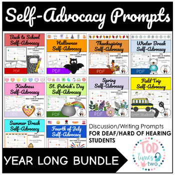 Preview of YEAR LONG Self-Advocacy Prompts for Deaf/Hard of Hearing Students | Deaf Ed
