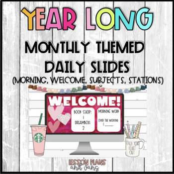 Preview of YEAR LONG Slide Templates- Monthly Themed! Growing Bundle! 