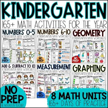 Preview of YEAR OF Kindergarten Math Worksheets, Lessons and Assessments Print and Go