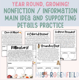 YEAR ROUND Main Idea and Supporting Details Bundle, Inform