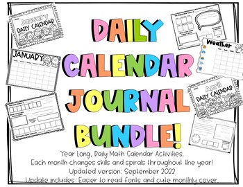 Preview of YEAR LONG Daily Calendar Activity Journal!