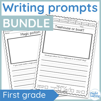 YEARLONG Writing Prompts BUNDLE | 240 NO PREP journal prompts | K - FIRST